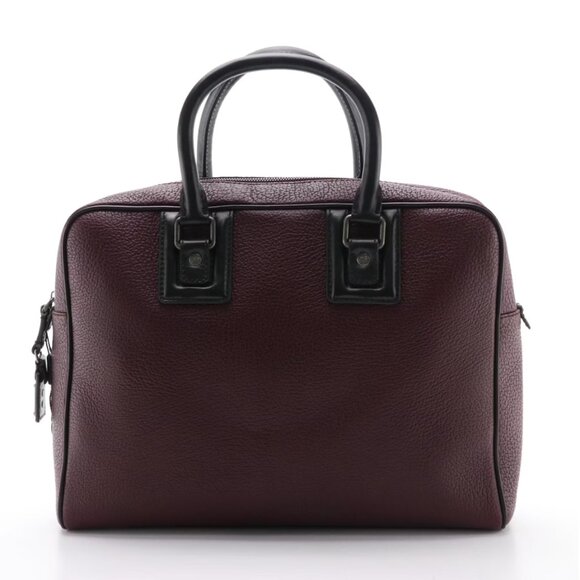 AUTH DOLCE GABBANA Plum Purple Grained Leather Briefcase Bag Like New - Picture 1 of 7